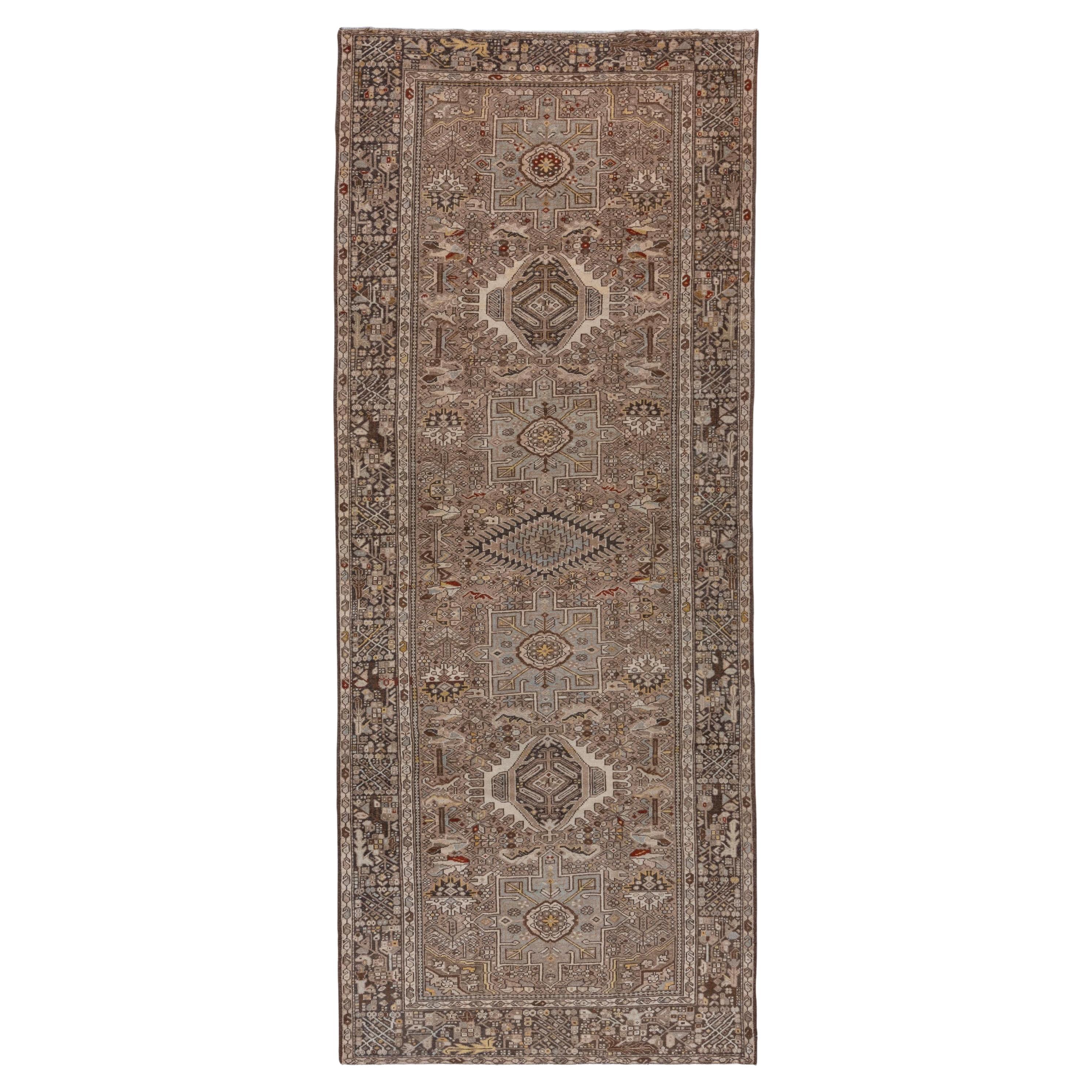 1930s Beautiful Antique Persian Karaje Gallery Rug with Minor Colorful Accents For Sale