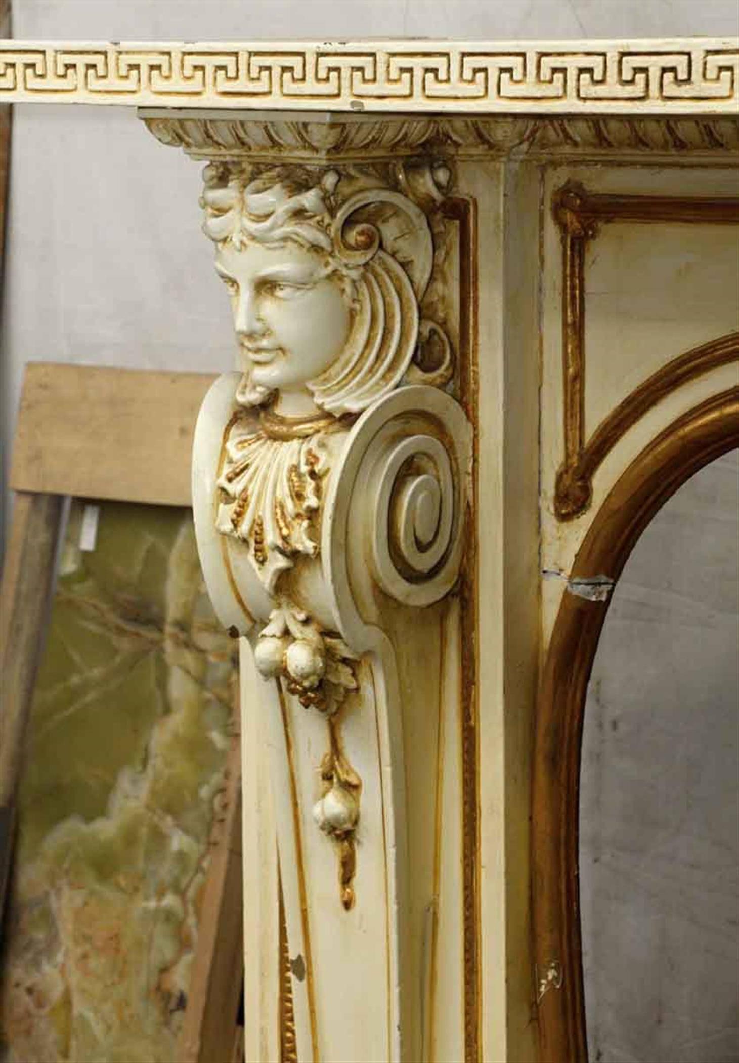 Mid-20th Century 1930s Beautiful Carved Wooden Figural Mantel from Park Ave Apartment