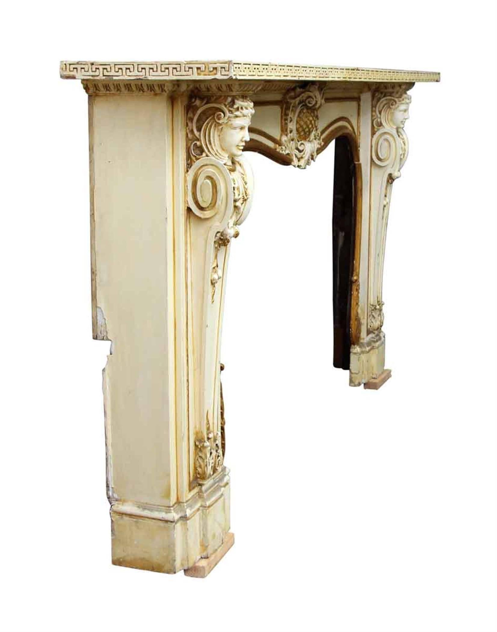 1930s Beautiful Carved Wooden Figural Mantel from Park Ave Apartment 1