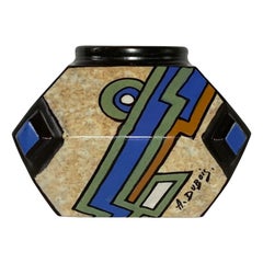 1930s Belgian Art Deco Ceramic A, Dubois Ceramic Vase