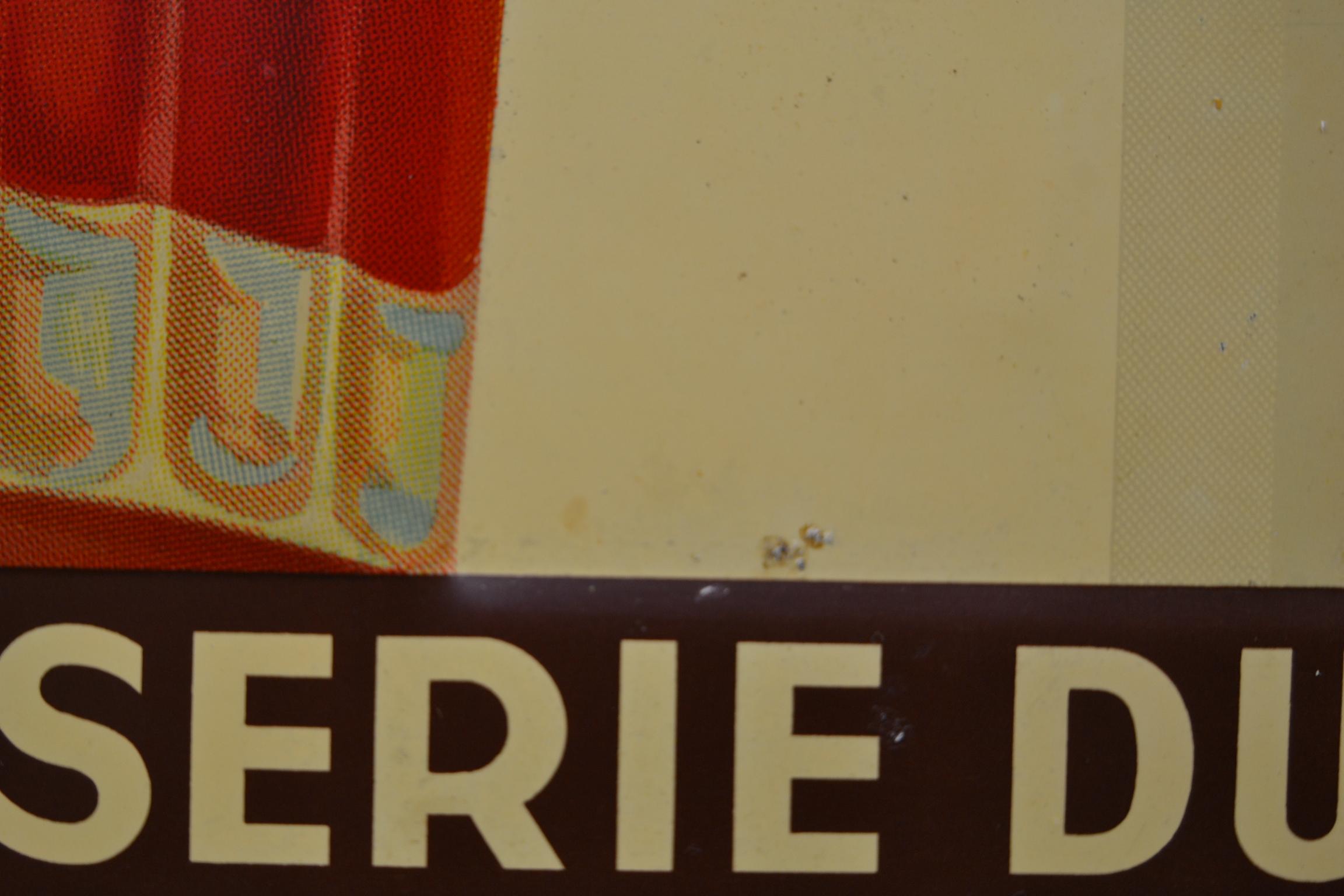 1930s Belgian Beer Sign for Cherry Beer Lambic, Art Deco Tin Sign 9