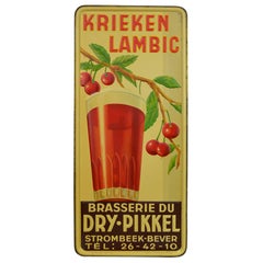 Vintage 1930s Belgian Beer Sign for Cherry Beer Lambic 