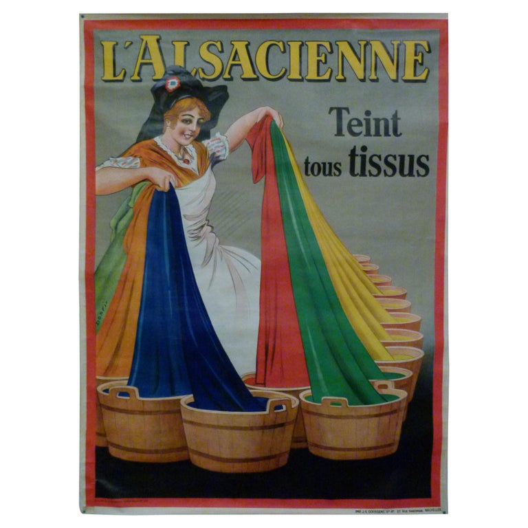 Original Vintage Poster-Dorfi-Alsacienne-Dyeing-Laundry, 1938 For Sale at  1stDibs