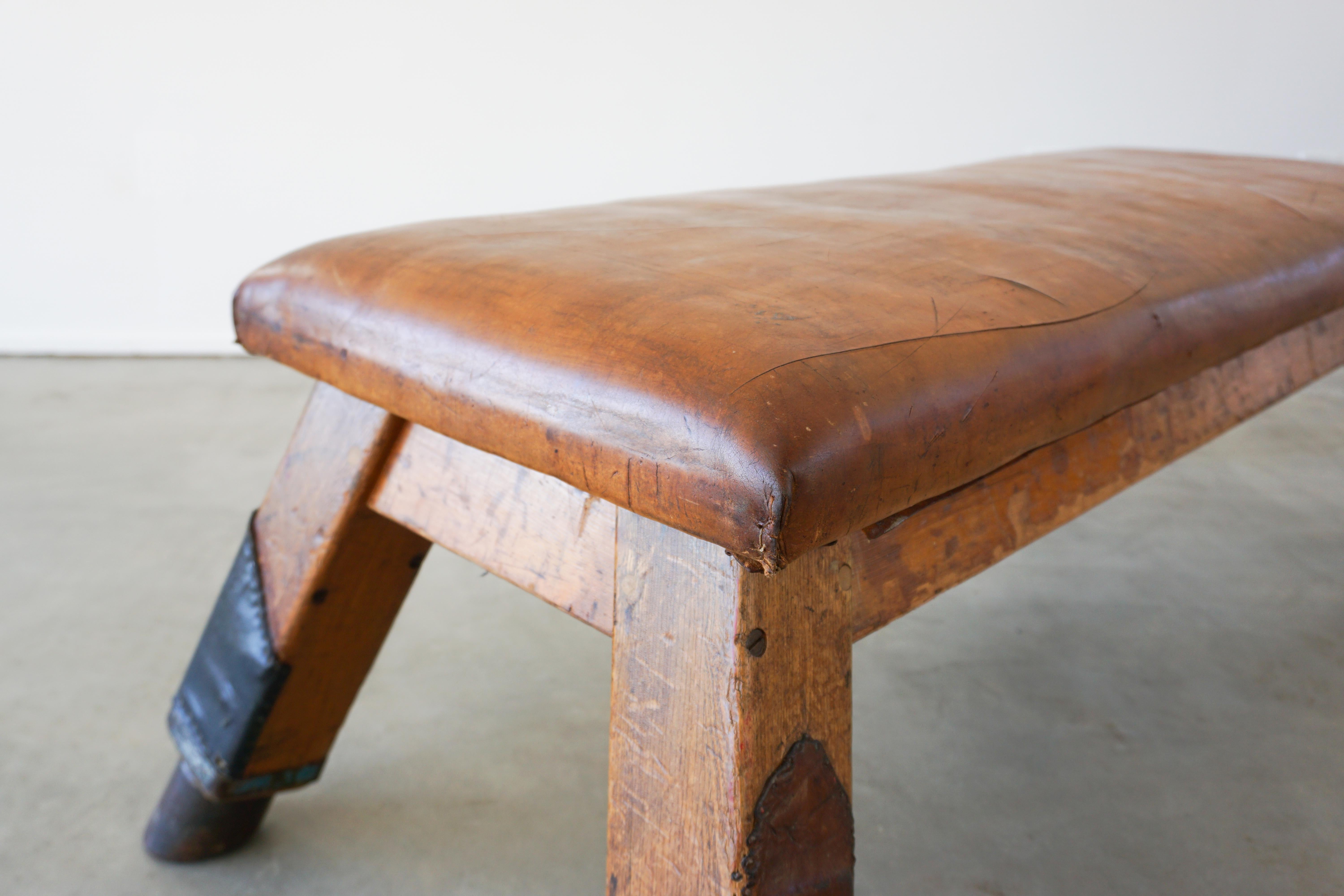 Leather 1930s Belgian Gym Bench