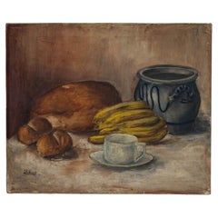 1930s Belgian Still Life Composition Painting By S. Gilbert
