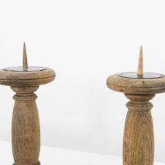 1930s Belgian Wooden Candlesticks, a Pair