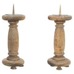 1930s Belgian Wooden Candlesticks, a Pair