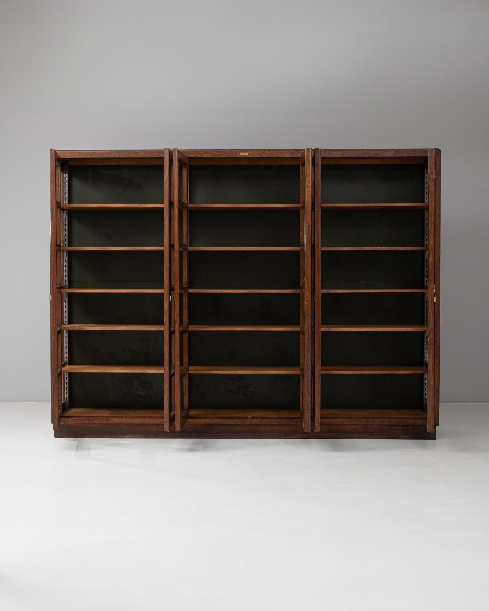 20th Century 1930s Belgian Wooden Eight-Door Library Display Case For Sale
