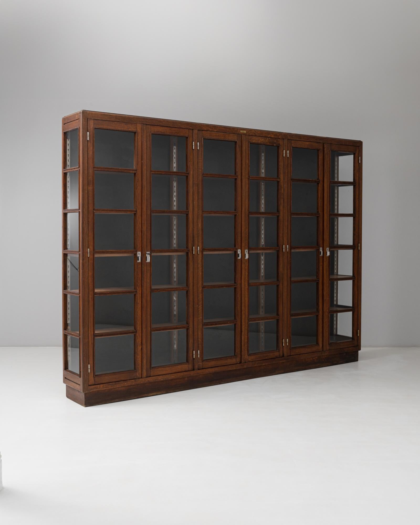 1930s Belgian Wooden Eight-Door Library Display Case For Sale 1