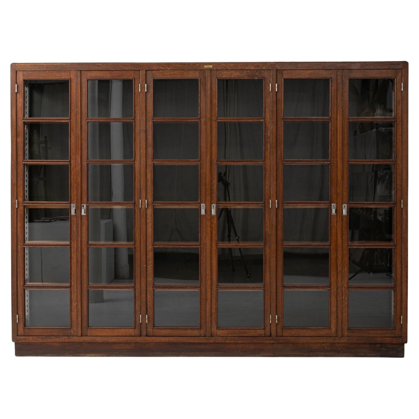 1930s Belgian Wooden Eight-Door Library Display Case For Sale