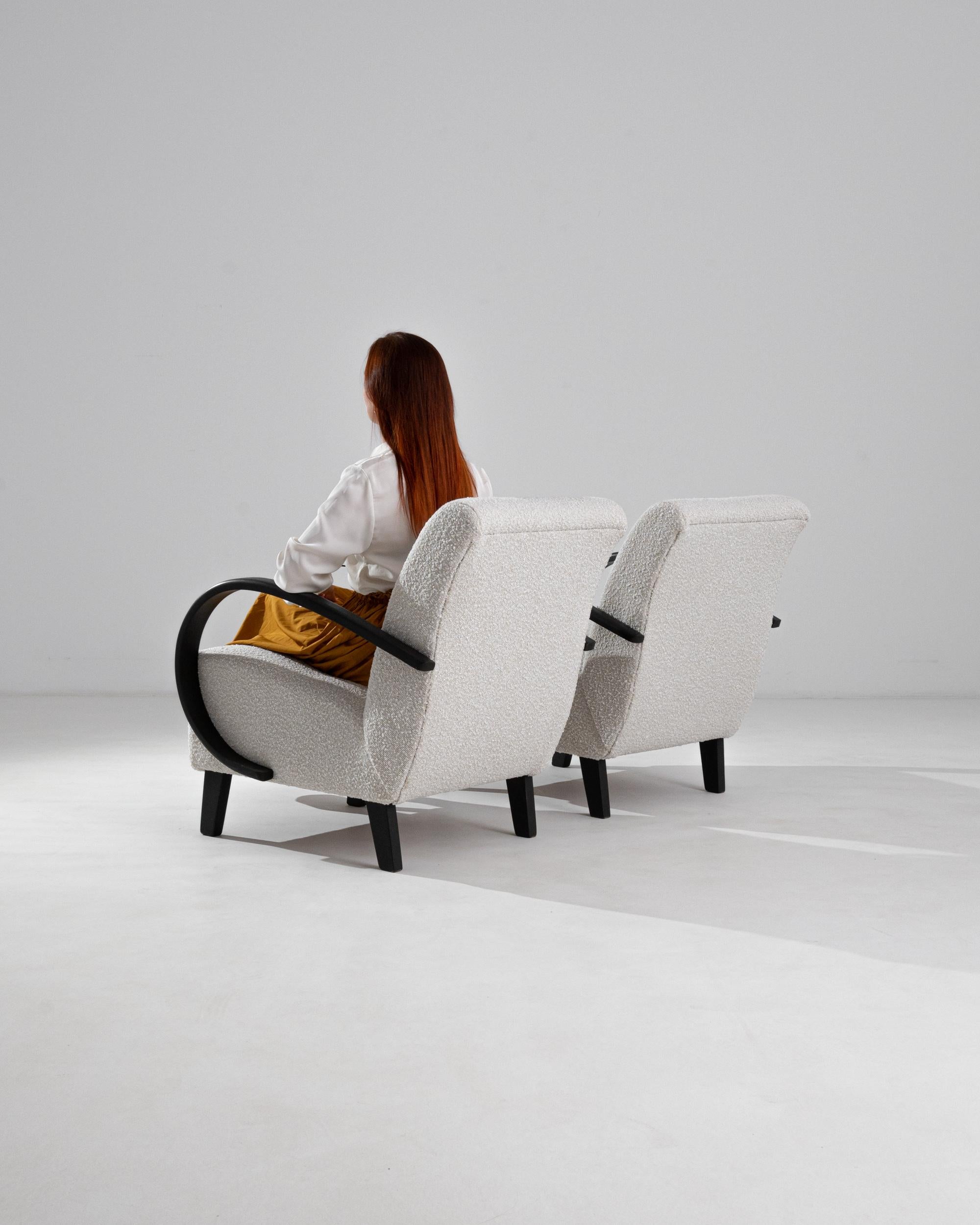 Bouclé 1930s Bentwood Armchair by Jindrich Halabala