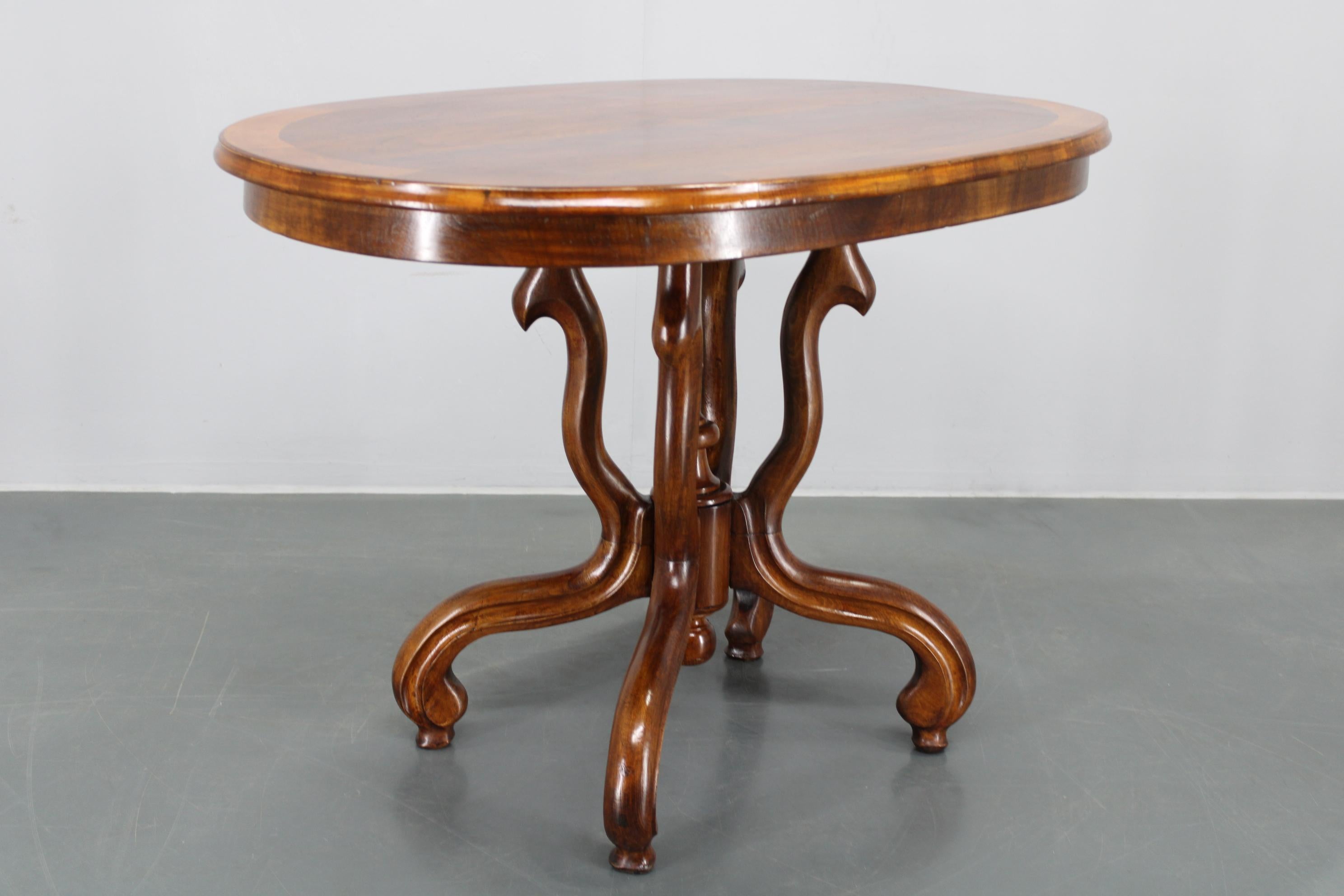 Mid-Century Modern 1930s Bentwood Table with Walnut Top Finish, Czechoslovakia For Sale
