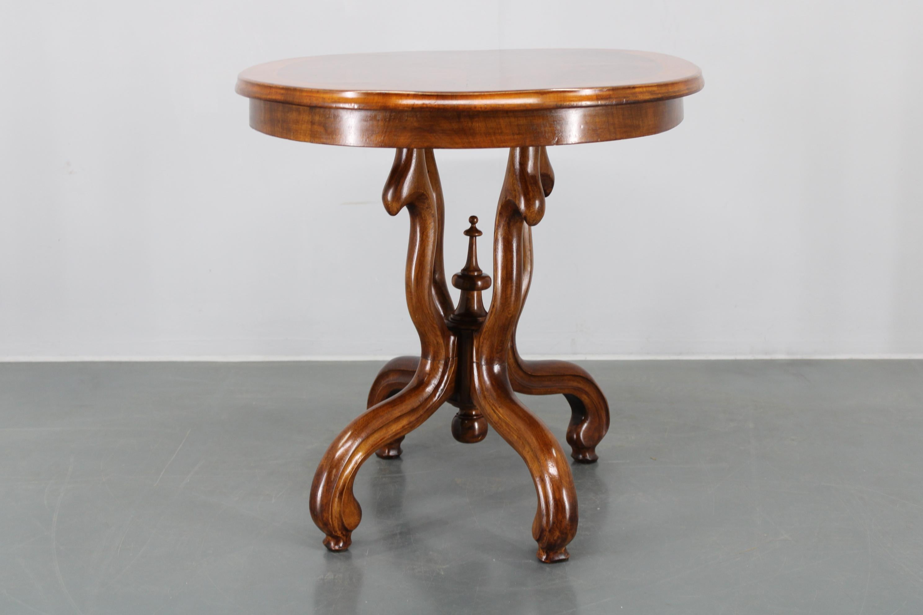 1930s Bentwood Table with Walnut Top Finish, Czechoslovakia For Sale 4