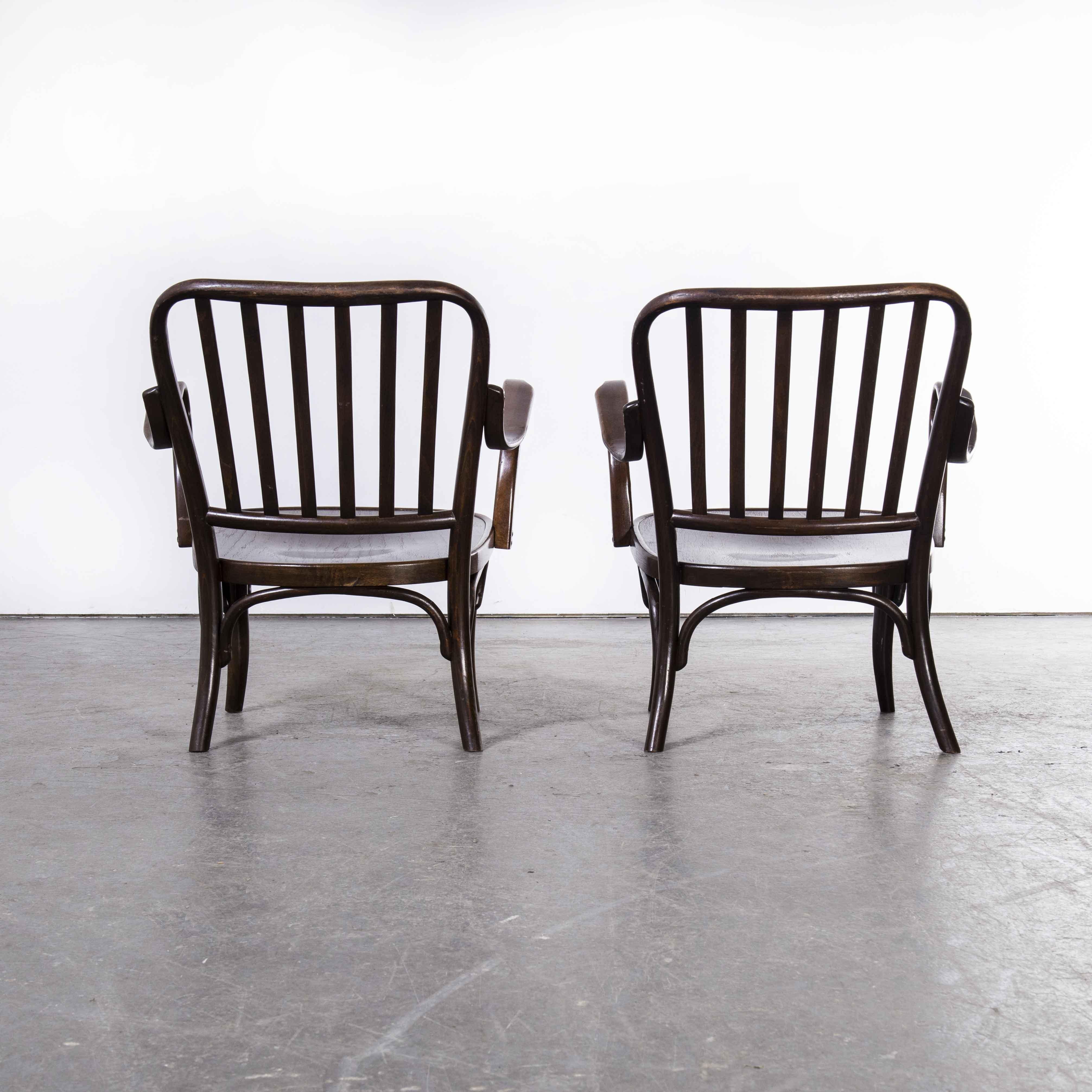 Mid-20th Century 1930's Bentwood Thonet A752 Low Arm Chairs Model A752 by Joseph Frank, Pair