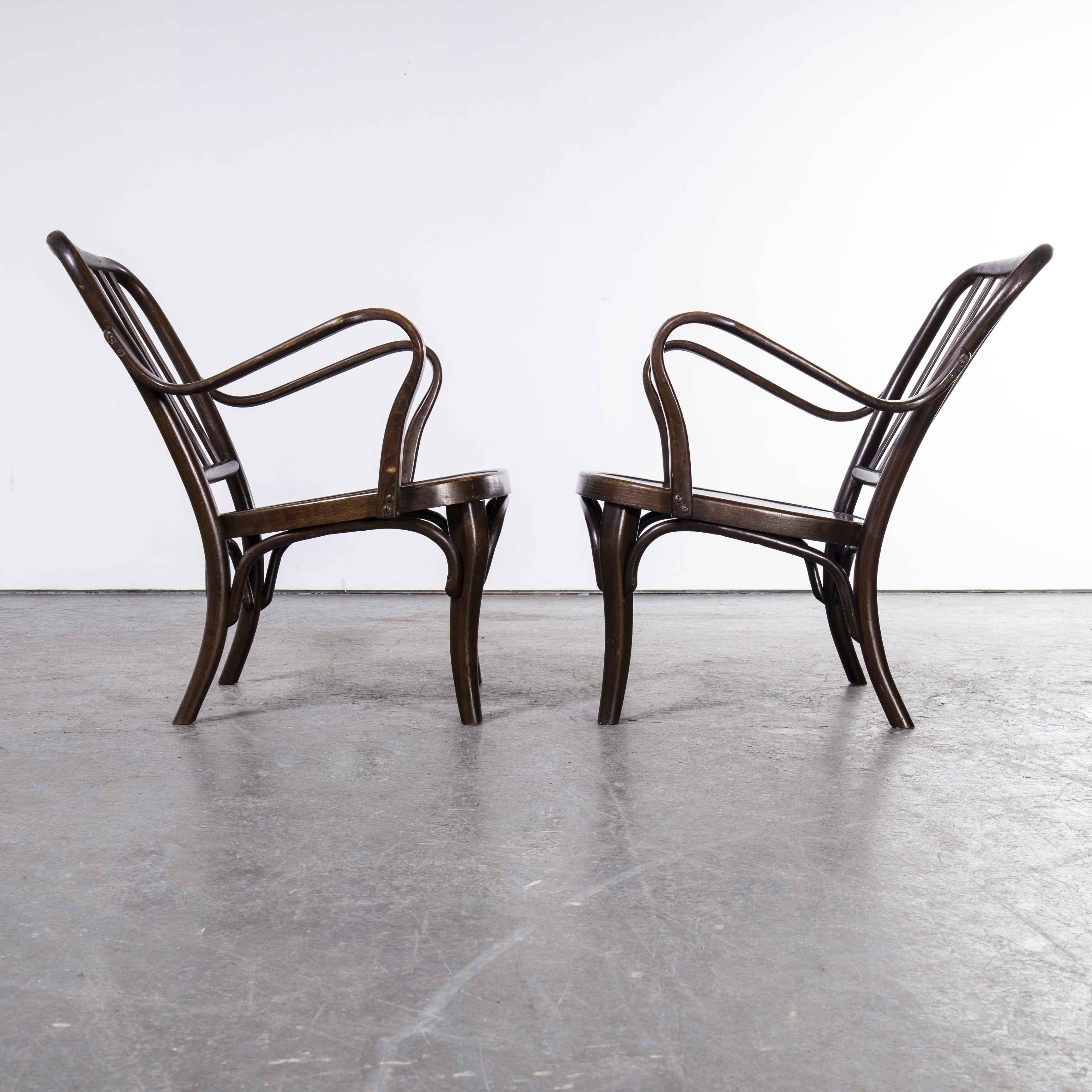 1930's Bentwood Thonet A752 Low Arm Chairs Model A752 by Joseph Frank, Pair 2