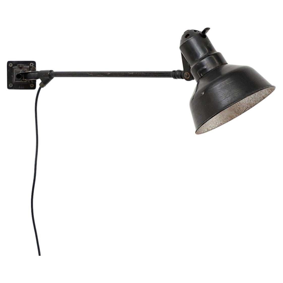1930s Bernard-Albin Gras Attributed Wall Task Lamp, Black Enameled Metal