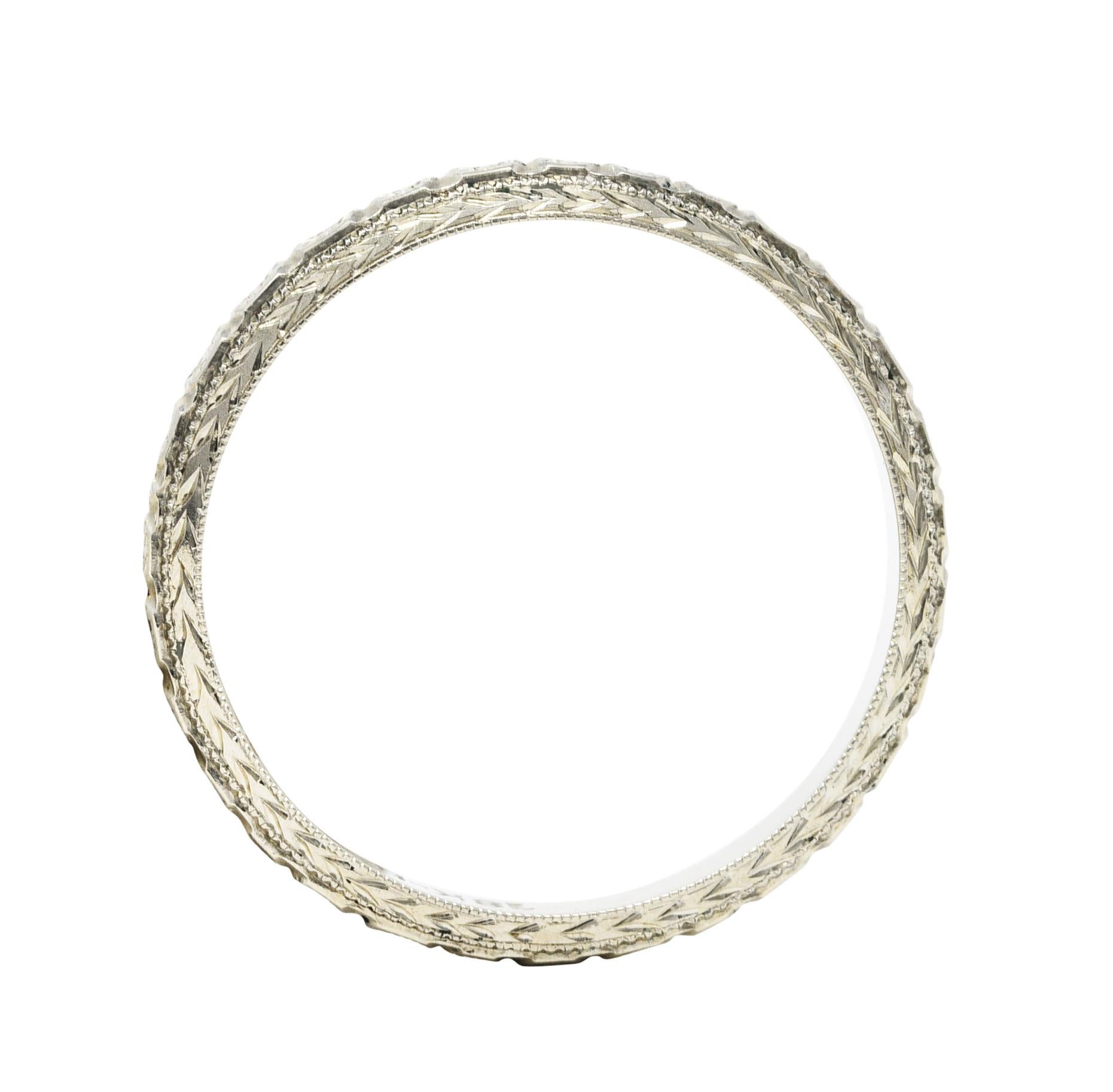 Retro 1930's Bernstein Jewelry Co. 18 Karat White Gold Blossom Wedding Band Ring