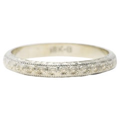 1930's Bernstein Jewelry Co. 18 Karat White Gold Blossom Wedding Band Ring