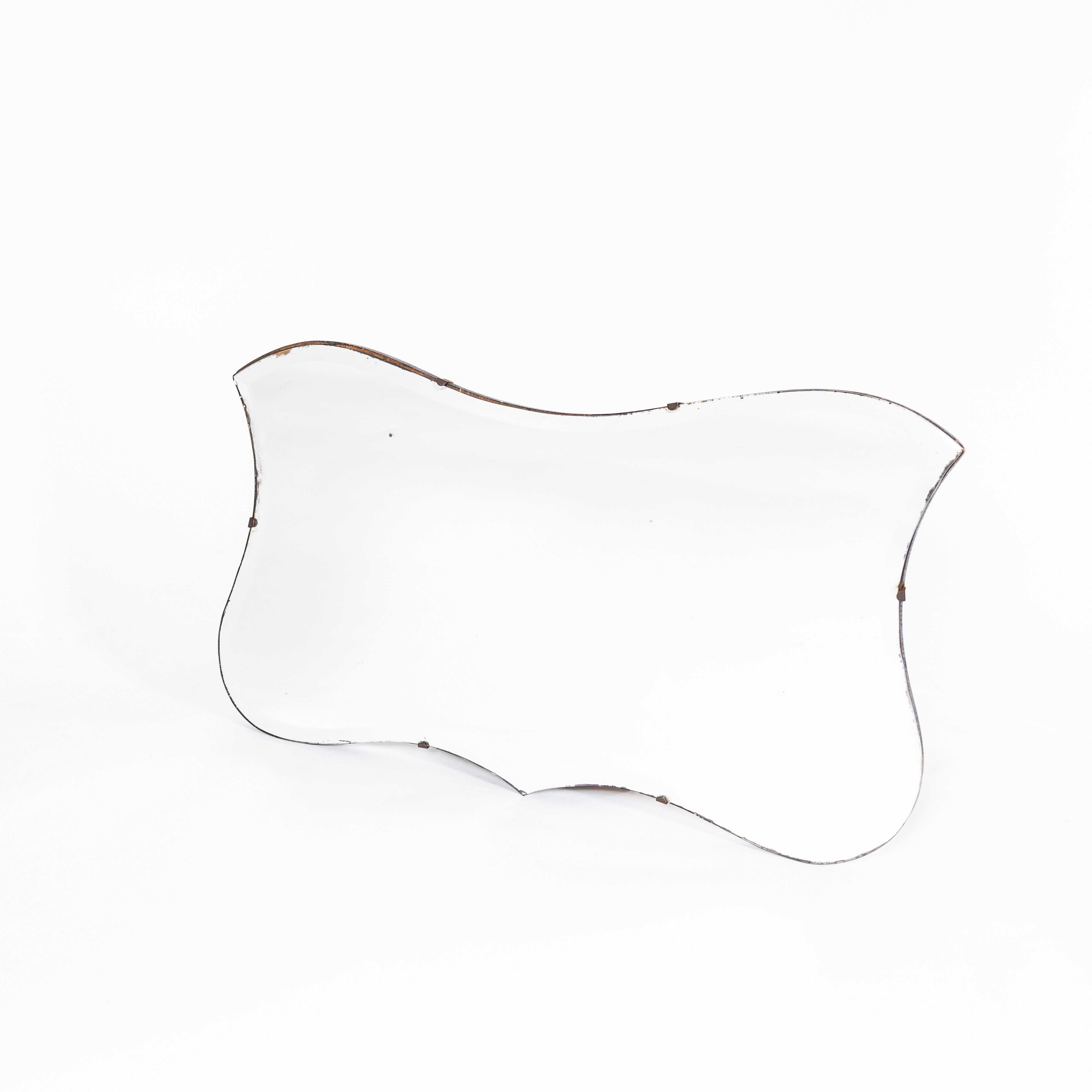 Mid-20th Century 1930's Bevelled Edge Shaped Mirror For Sale
