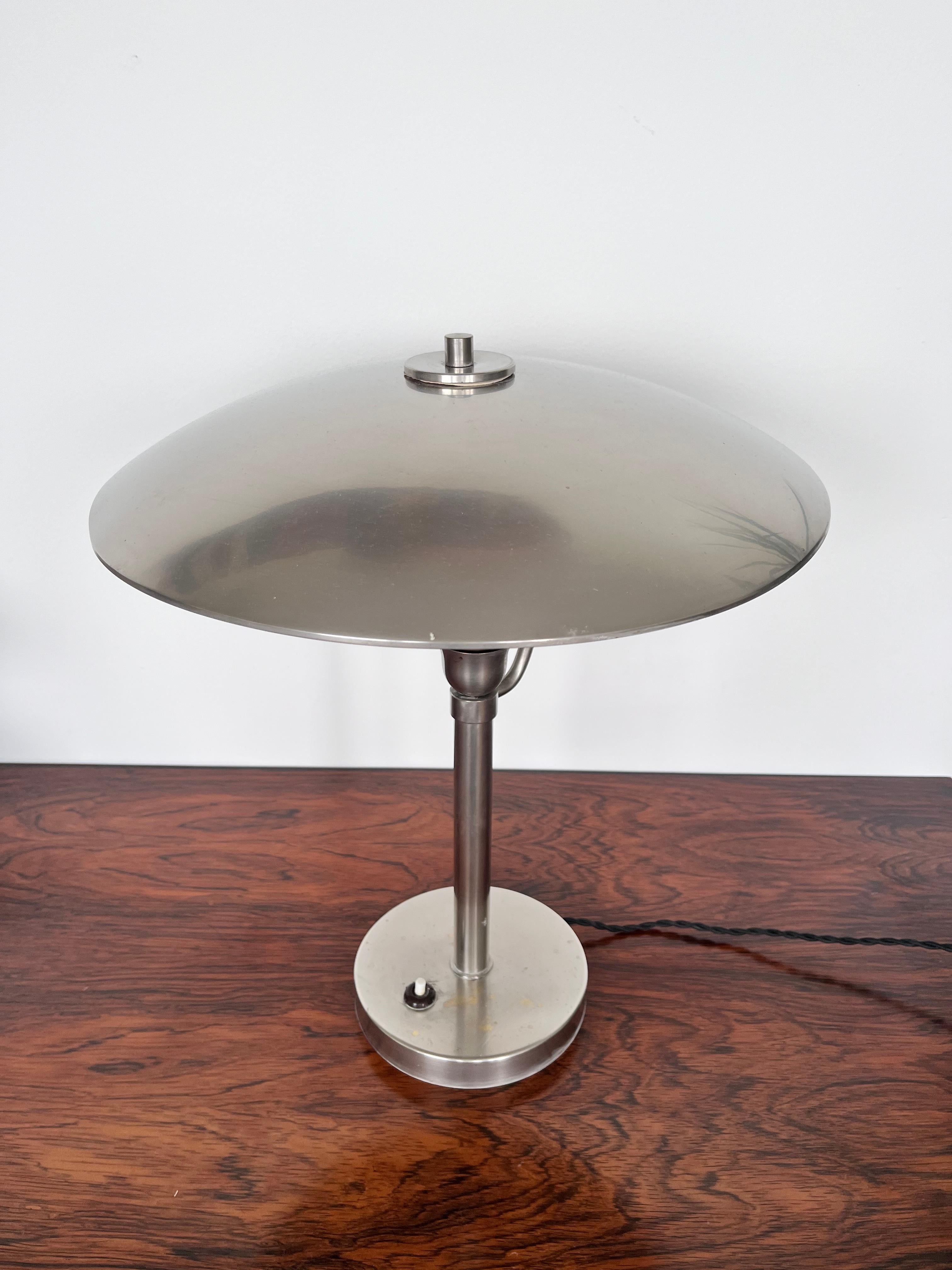 Mid-20th Century 1930s BIG Bauhaus chrome Table Lamp, Czechoslovakia For Sale