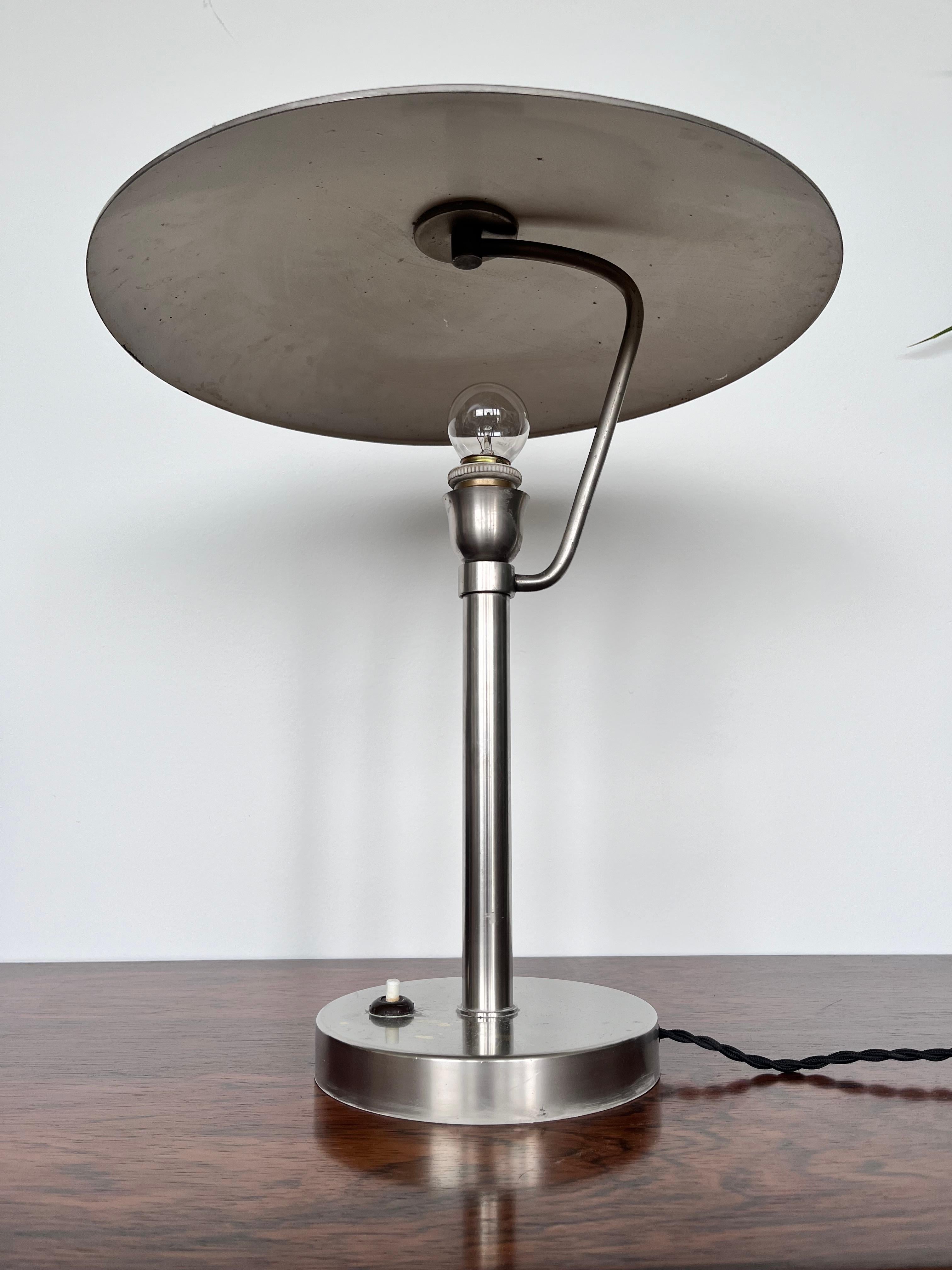 Nickel 1930s BIG Bauhaus chrome Table Lamp, Czechoslovakia For Sale