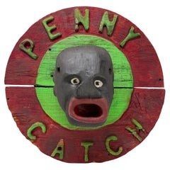 1930's Black Americana Folk Art "Penny Catch" Carnival Game Large
