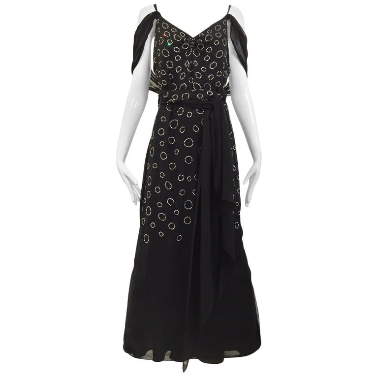 1930s Black and silver rhinestones evening gown For Sale at 1stDibs ...