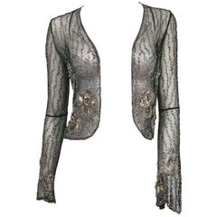 1930s Black Beaded Mesh Bolero