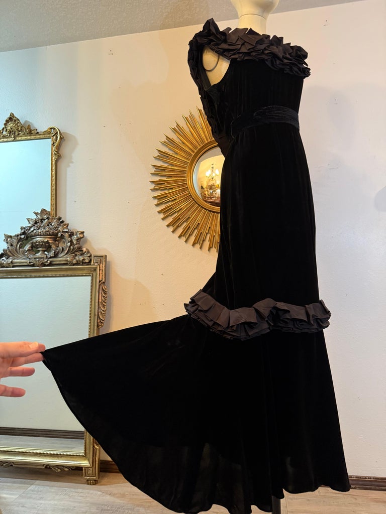 1930s black dress 1930s Black Silk Faille Dress