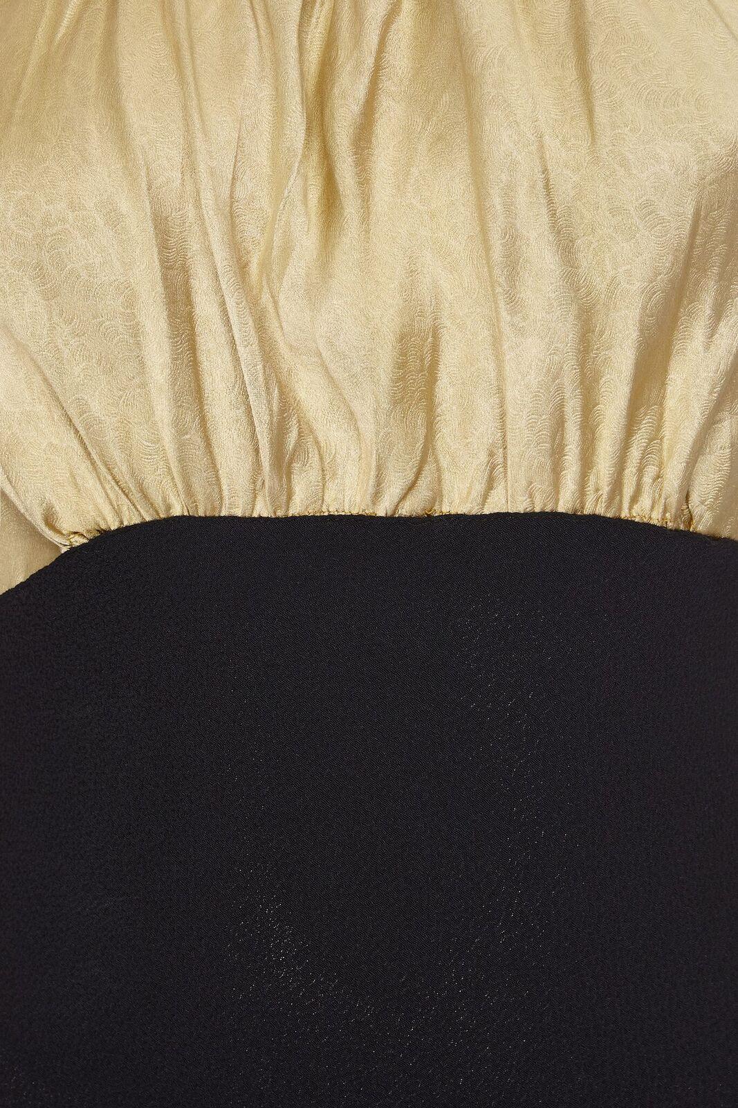1930s Black Crepe Dress with Embossed Gold Bodice For Sale 2
