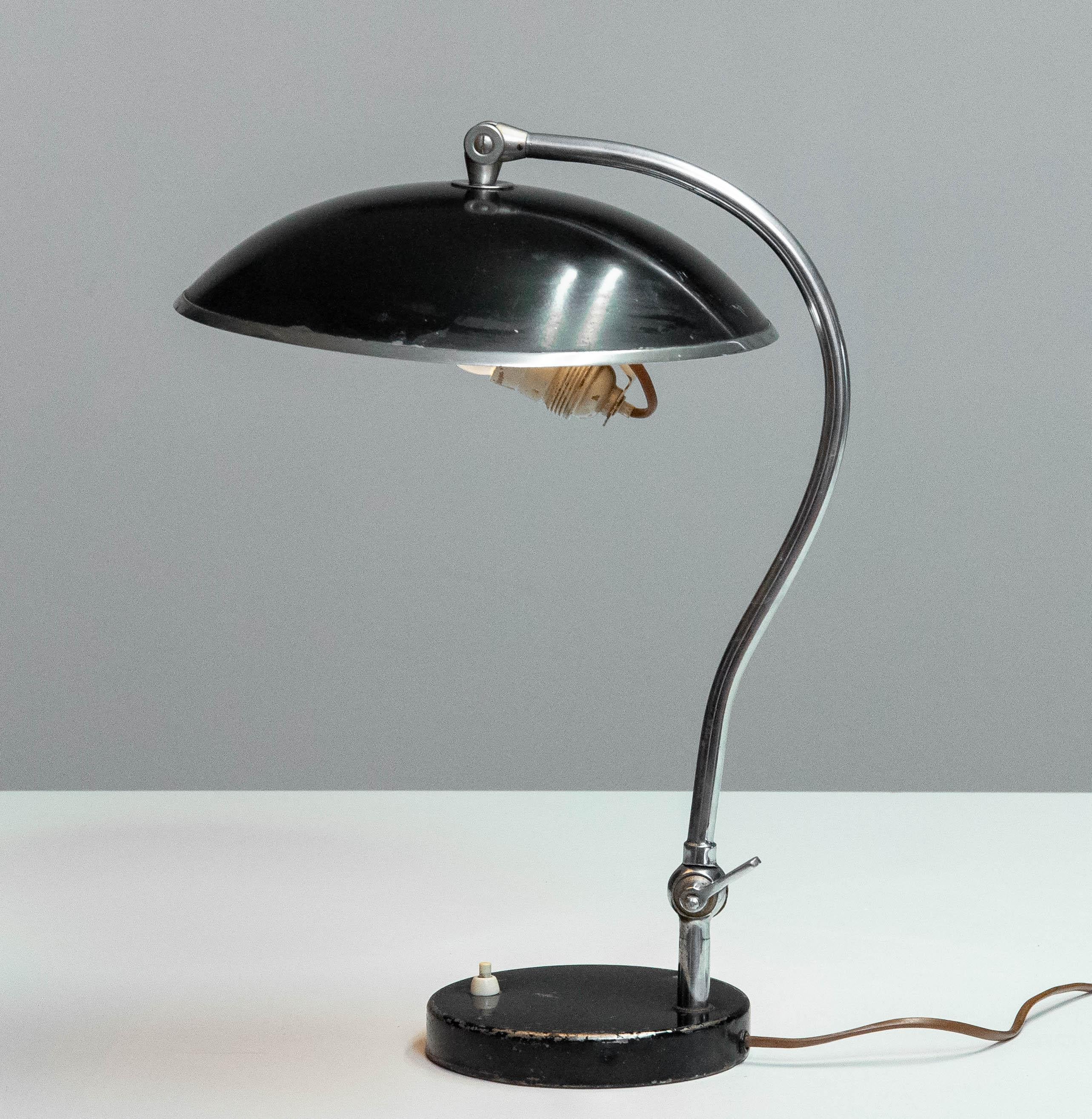 Metal 1930s Black Desk / Table Lamp by Boréns Model 528 Simular to Svenskt Tenn 8528 For Sale
