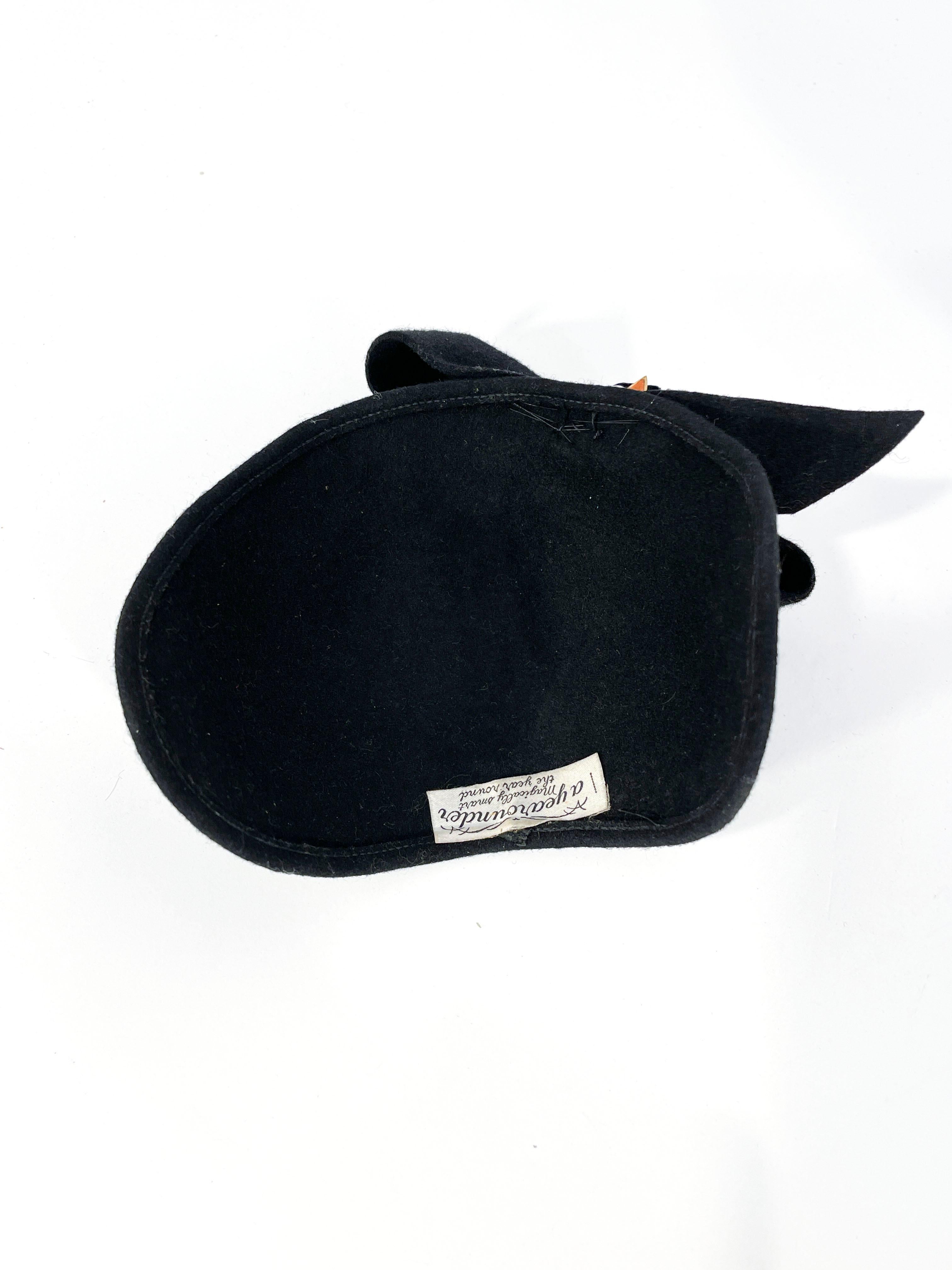 1930s Black Felt Cocktail Hat with Bow 2