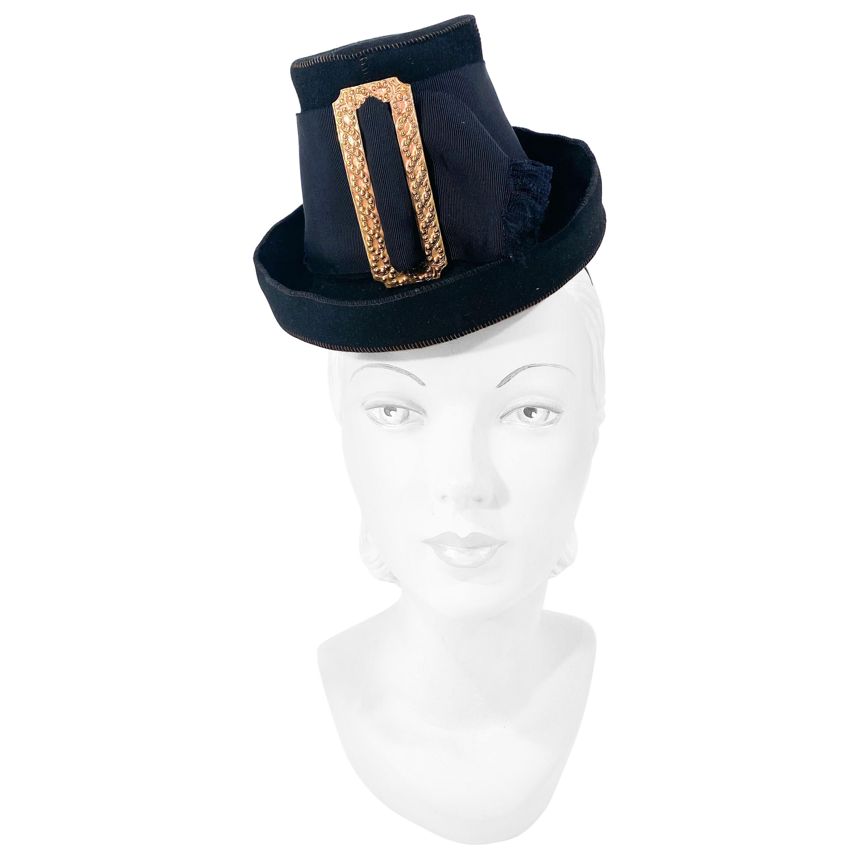 1930s Black Felt Toy Pilgrim Hat 