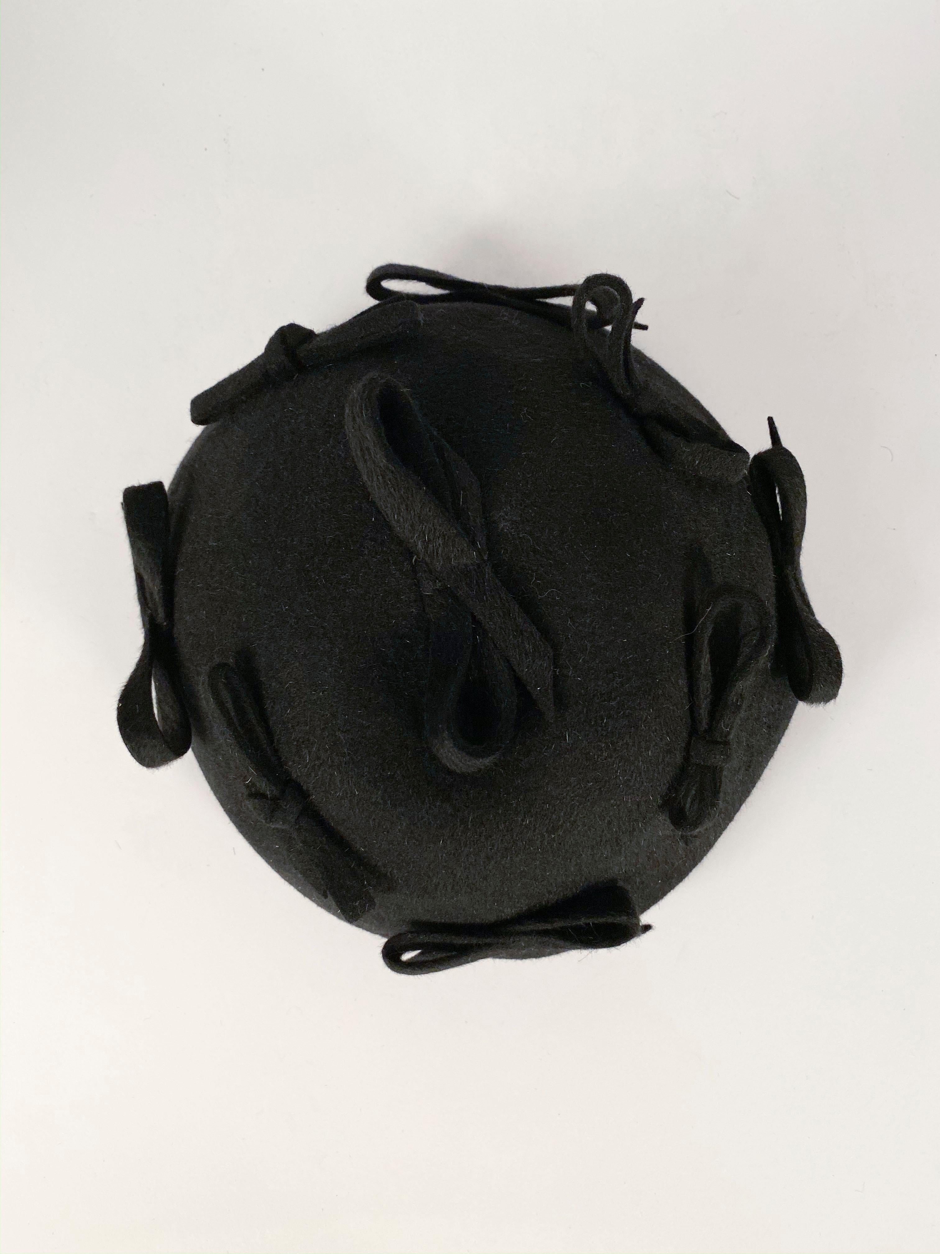 1930s Black Fur Felt Evening Hat with Bows 1