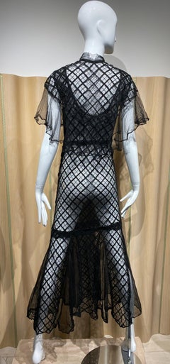 1930s Black Lace Dress with capelet