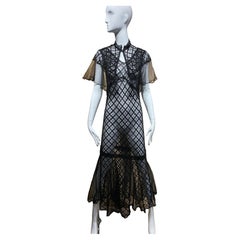 1930s Black Lace Dress with capelet