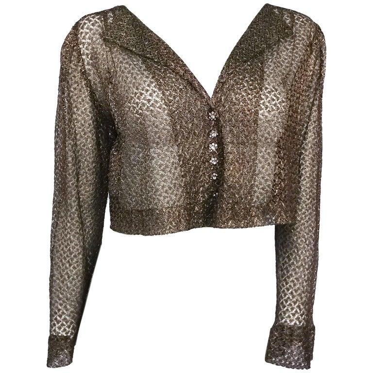 Women's 1930s Black Lace Metallic Bolero