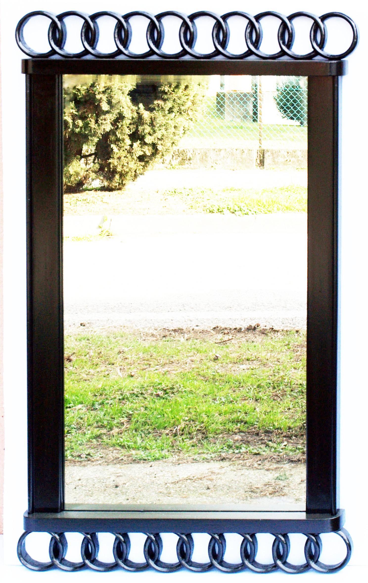 1930s Black Laquered Art Deco Mirror  Paolo Buffa attribué à Permanente Mobili en vente 1