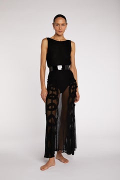 1930s Black Net Dress With Appliqué