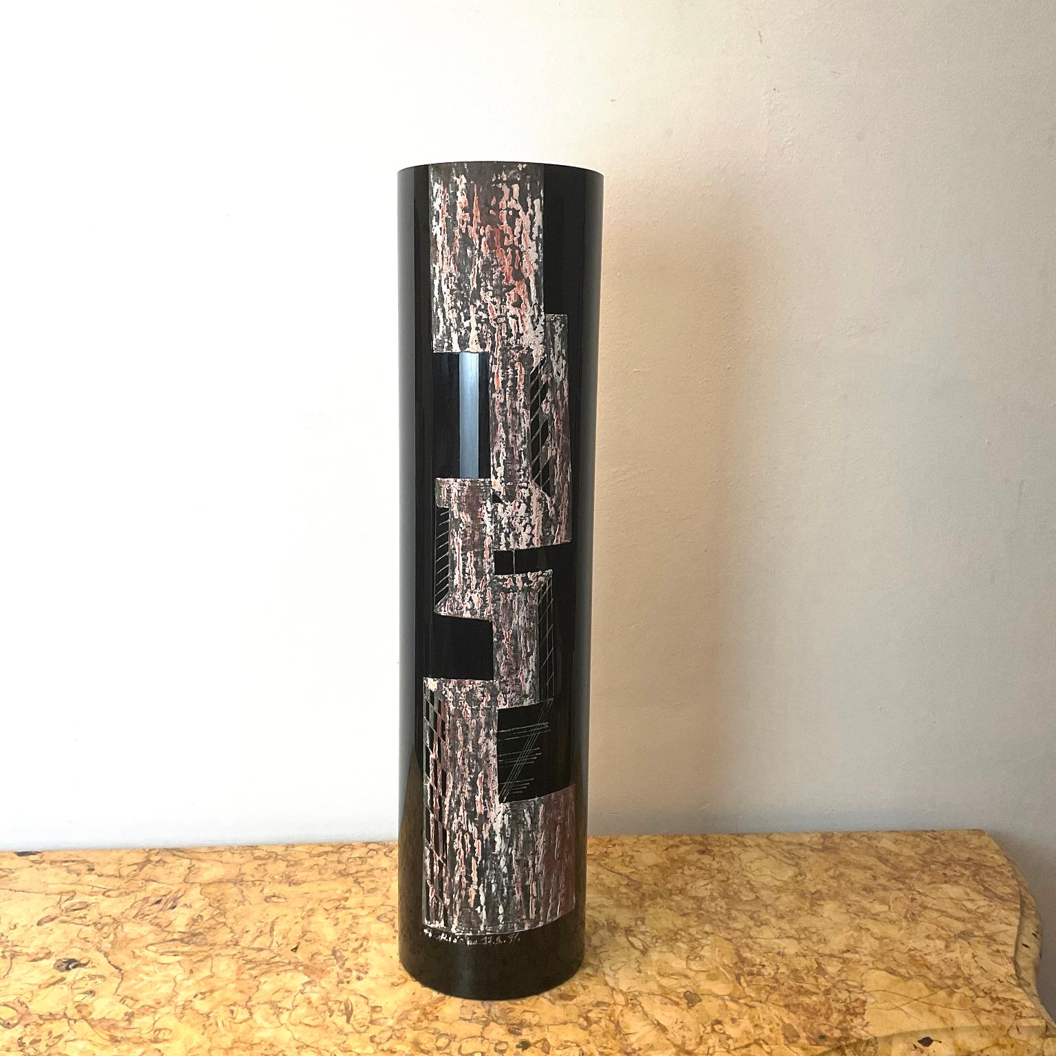 French 1930s Vase Engraved by Anatole Riecke with Cubist Designed For Sale