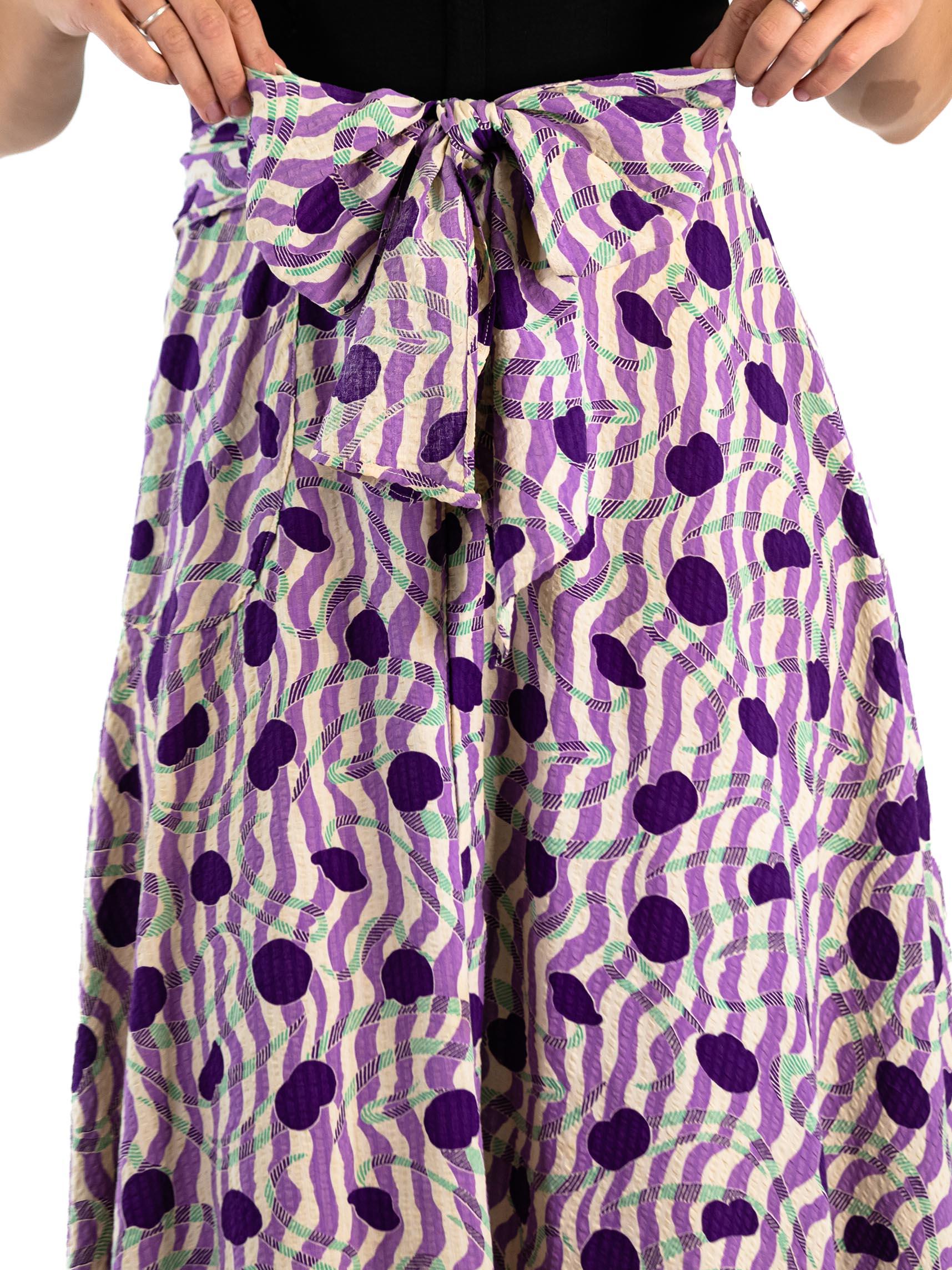 1930S Black & Purple Cotton Ruffle Sleeved “Breakfast Formals” House Dress For Sale 2