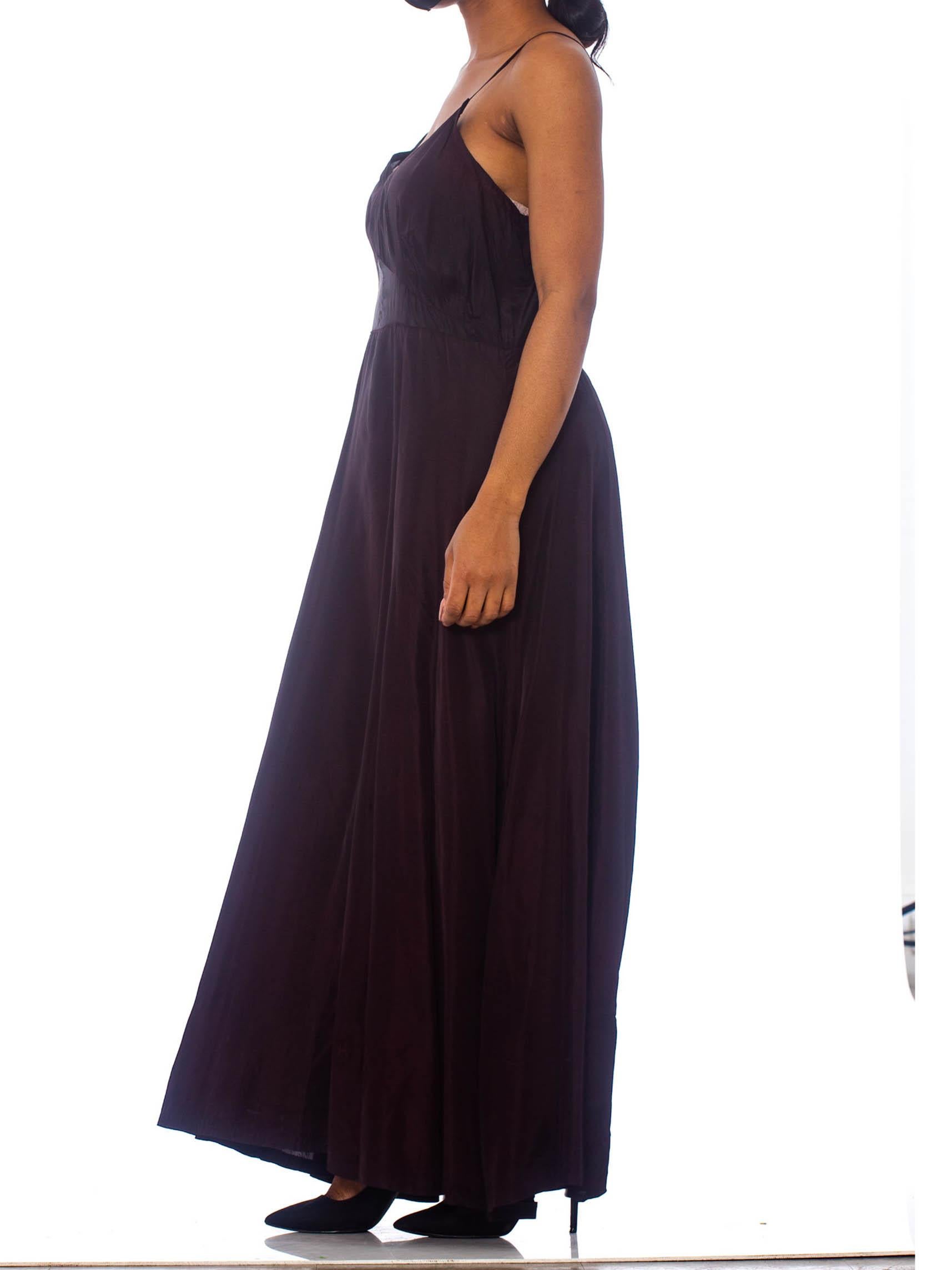 1930S Black Rayon Slip Dress Lining For Lace Or Sheer Gown XL In Excellent Condition In New York, NY