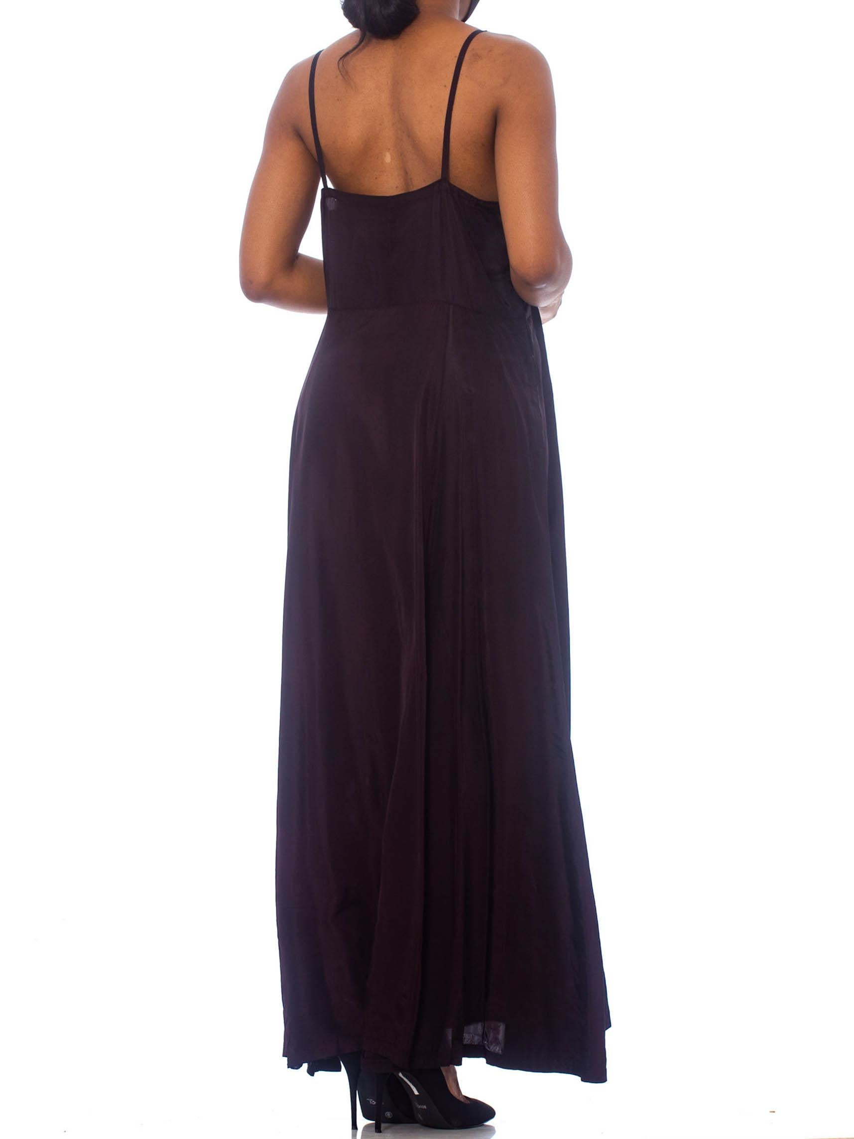 1930S Black Rayon Slip Dress Lining For Lace Or Sheer Gown XL 1
