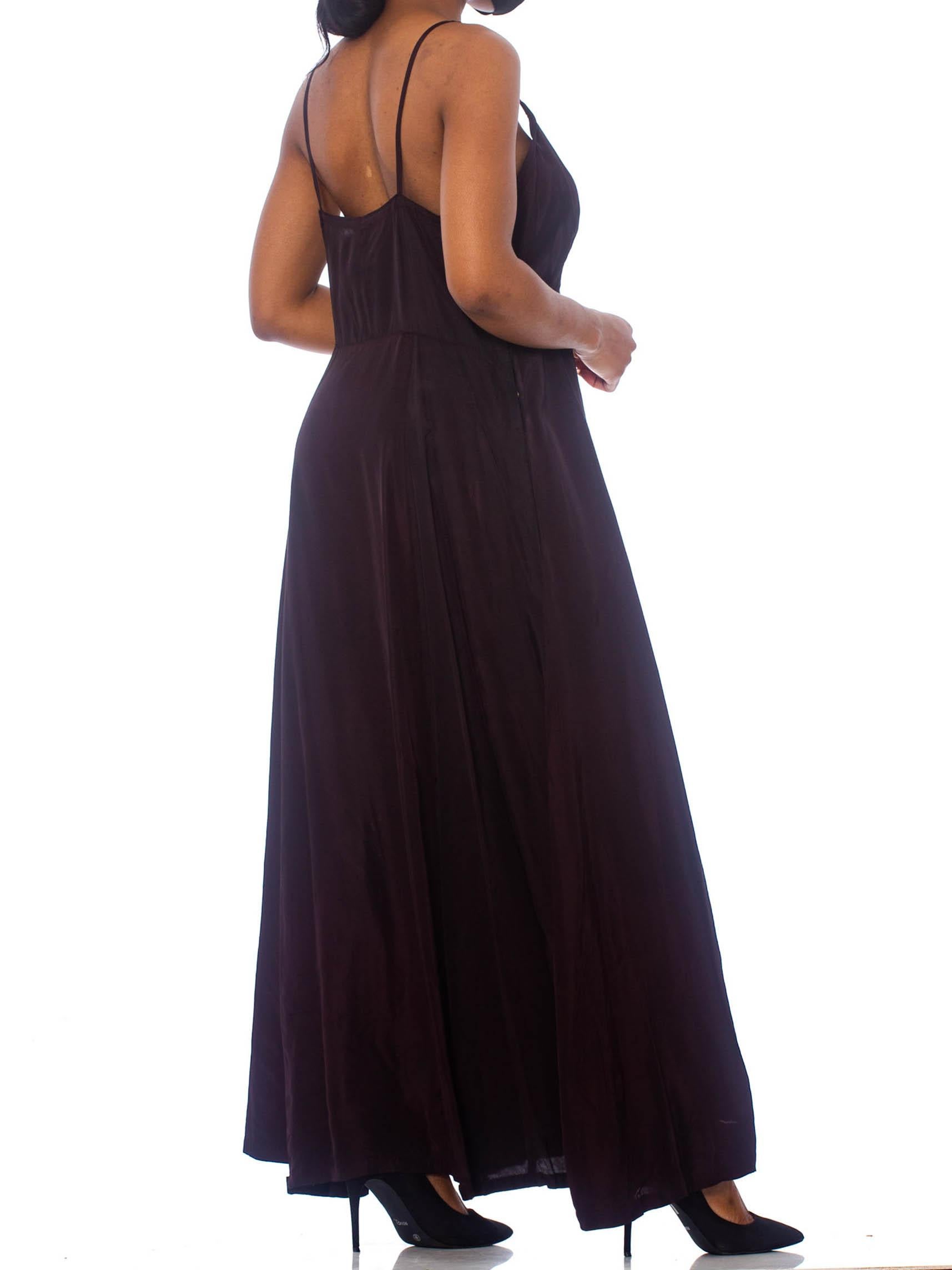 1930S Black Rayon Slip Dress Lining For Lace Or Sheer Gown XL 2