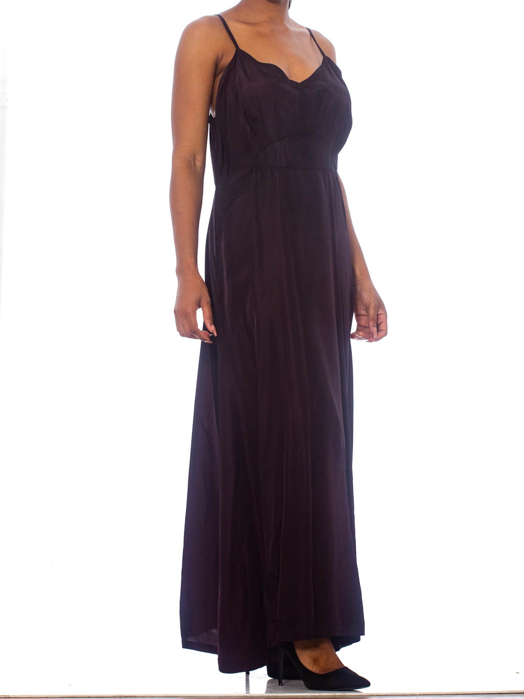 1930S Black Rayon Slip Dress Lining For Lace Or Sheer Gown XL 3