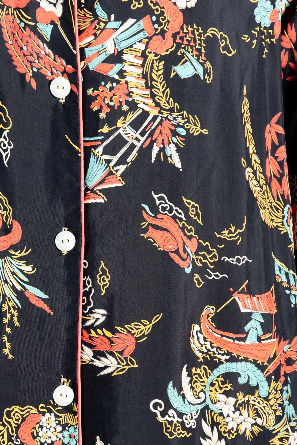 1930S Black & Red Chinese Cold Rayon Mens  Pajamas For Sale 6