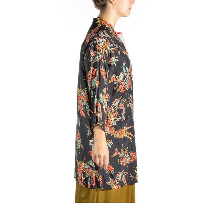 1930S Black & Red Chinese Cold Rayon Mens  Pajamas In Excellent Condition For Sale In New York, NY