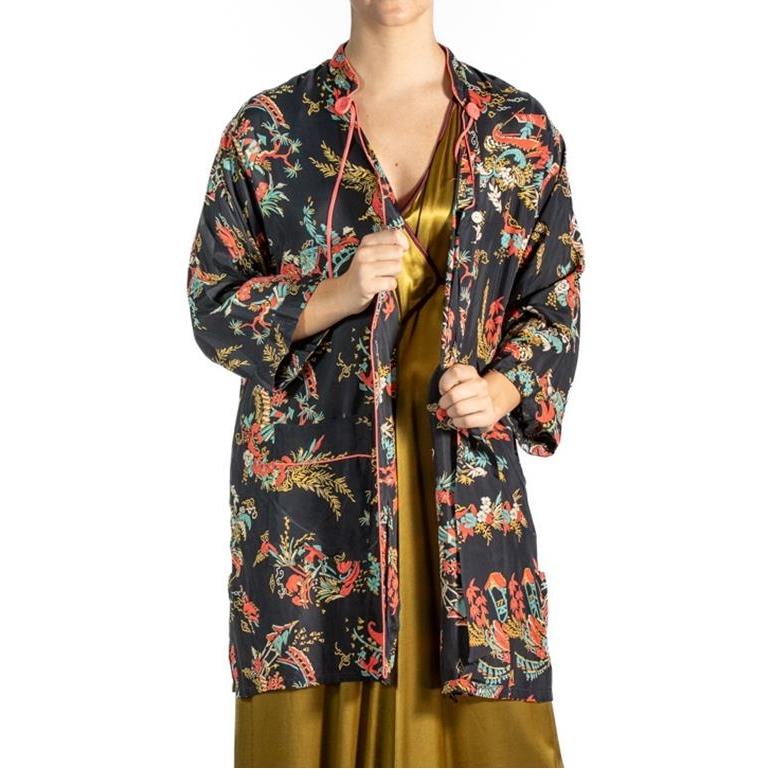 1930S Black & Red Chinese Cold Rayon Mens  Pajamas For Sale 1