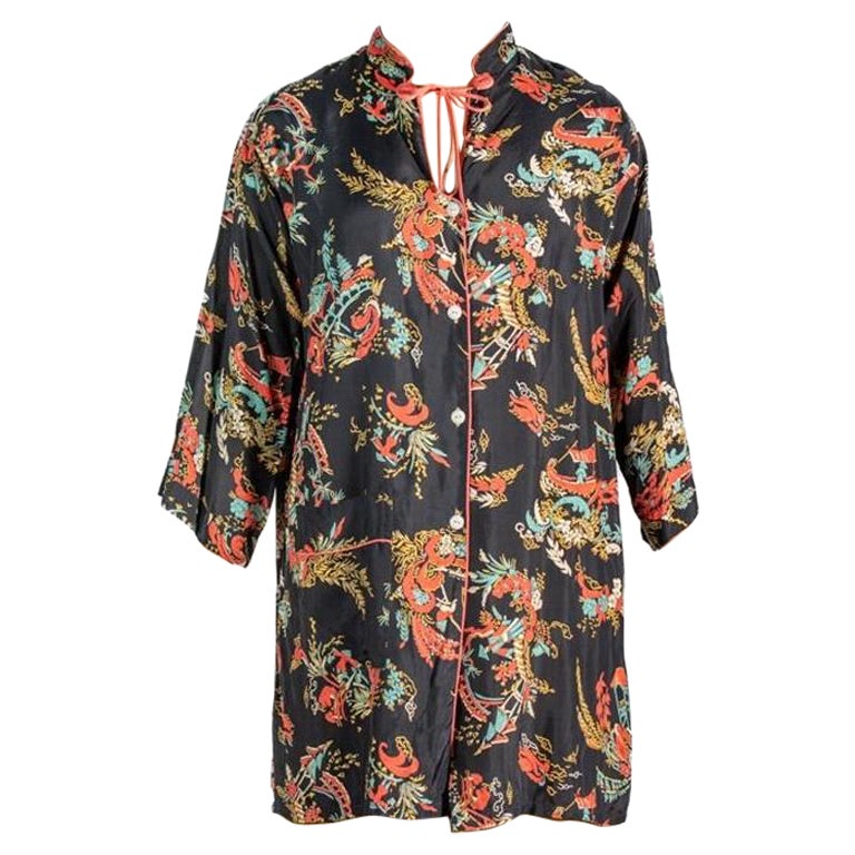 1930S Schwarz & Rot Chinesisch Kaltes Rayon Herren  Pyjamas