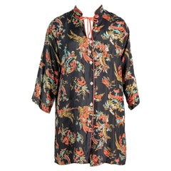 Homme en rayonne froide chinoise noire et rouge des années 1930  Pyjama